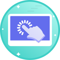 Icon of a finger touching a computer screen